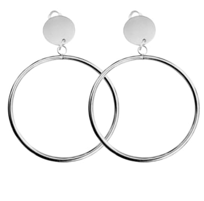Clip oorringen- glad - zilverkleur- 6.5 cm- geen gaatjes- Charme Bijoux