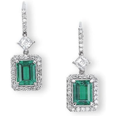 Huitan Prachtige Groene Zirkonia Hangende Oorbellen voor Vrouwen Temperament Elegant Bruiloft Accessoires Verjaardagsfeest Sieraden white