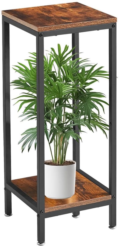 Dailygoods- Plantenstandaard 76 cm hoog - Houten Plantenrek - 2-laags Plantenhouder - Modern Design - Multifunctionele Plank - Geschikt voor Binnen/Buiten