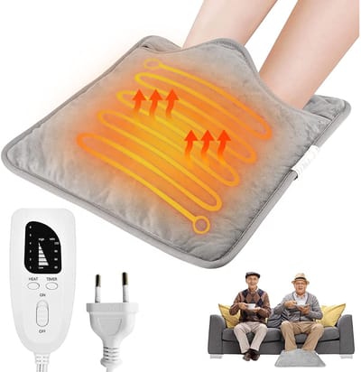 Elektrische Voetenwarmer – Insteek Verwarmde Voetenzak / Voetkussen Dubbele Verwarming – Zilvergrijs 230V