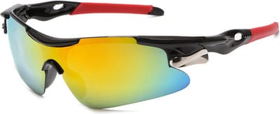 Garpex® Sportbril - Fietsbril - Gepolariseerde Zonnebril - Racefiets - Mountainbike - Motor - Zwart Frame Rode Lens