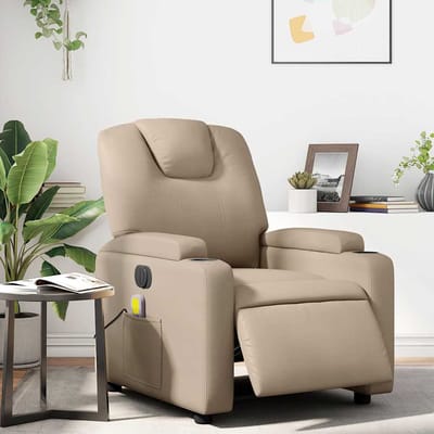 vidaXL - Massagestoel - verstelbaar - elektrisch - kunstleer - cappuccinokleurig