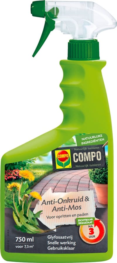 COMPO Anti-Onkruid & Anti-Mos Spray Opritten & Paden - eerste resultaten binnen 3 uur - spray 750 ml (7,5 m²)