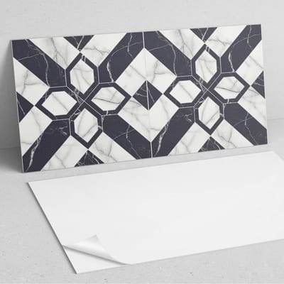 Coloray Wandpanelen Zelfklevend - Geometrisch marmerpatroon PVC Wandpaneel - 100 cm x 50 cm - Zwart Wandbekleding Zelfklevend - 1 stuk - Texturen Wandpanelen Zelfklevend - Wandbord Keuken - Wandpaneel Badkamer