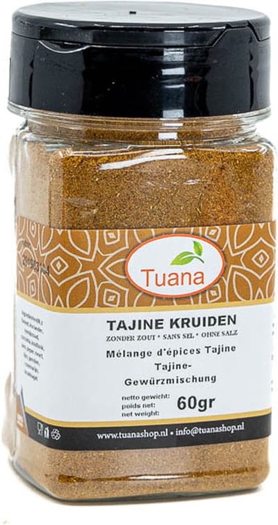 Tuana Kruiden - Tajine Kruidenmix Zonder Zout - Bakje 50 Gram - Tuanashop - KP0262