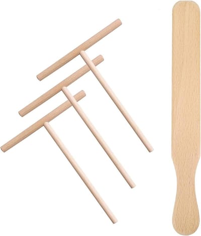 Pannenkoekenverdelers - Crêpe deeggereedschap - Gelijkmatig verdelen - Hout met gladde rand - 4 stuks - Natuurlijk hout