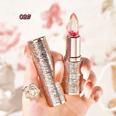 Hydraterende Bloem Transparante Lippenstift Temperatuur Kleur Veranderende Lippenbalsem Langdurige Jelly Lippenstift Lippen Verzorgende Make-up beige