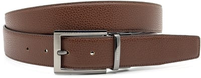 Draaibare heren riem zwart/midden bruin - 3.5 cm breed - Leer - Draaibare riem - Casual - Maat 90