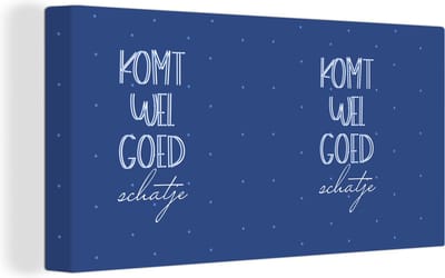 Canvas Schilderij Sterkte - Quotes - Blauw - Liefde - 40x20 cm - Wanddecoratie