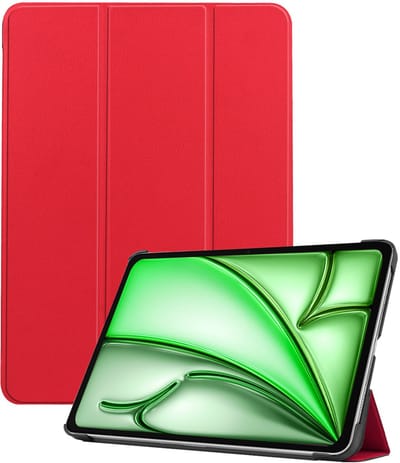 Hoesje Geschikt voor Apple iPad Air M3/M4 (2025/2026) - 11 inch - Dun & Stevig - Trifold Bookcase - Hard Cover - Hardcover Book Case - Tablet Hoes - Rood