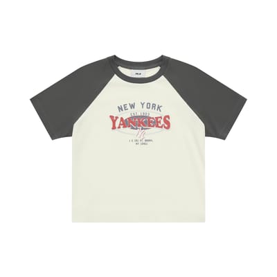 MLB College Stijl New York Yankees Retro Casual Kleurblok Mode Amerikaanse Print Kort Slim Fit Ronde Hals Korte Mouw T-shirt 3FTSV0853-50CRS S white