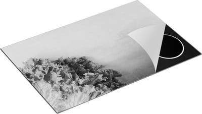 Chefcare Inductie Beschermer Groene Sla op Grijze Marmer - Zwart Wit - 80x50 cm - Afdekplaat Inductie - Kookplaat Beschermer - Inductie Mat
