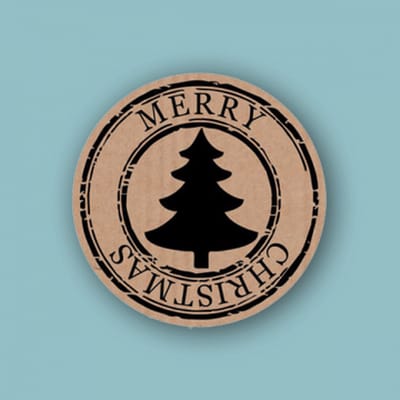 Sticker Sluitzegel Merry Christmas | Kraft - Zwart - Kerstboom - Boom | Cadeau - Gift - Leuk verpakt - Kerstpakket - Eindejaarspakket - School | Geschenk – Kerst – Kerstkaart - Envelop | DH collection