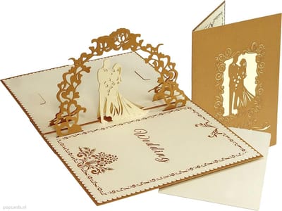 Popcards popupkaarten - Grote Romantische Trouwkaart huwelijk trouwen huwelijkskaart pop-up kaart