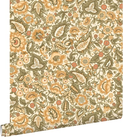 ESTAhome behang vintage bloemen geel en groen - 50 x 900 cm - 131493