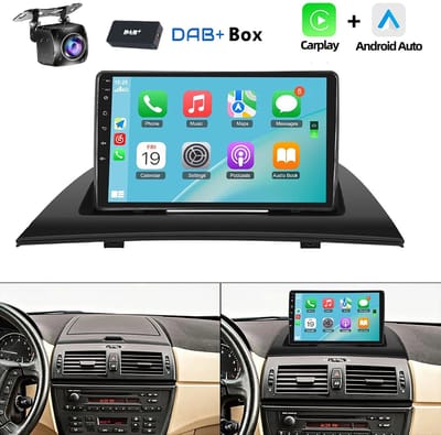 ESSGOO DAB+ Autoradio - Geschikt voor BMW X3 E83 2004-2012 - Android 15 - 4+64 GB - Draadloze CarPlay & Android Auto - GPS Navigatiesysteem - AHD Achteruitrijcamera - Bluetooth - 9 Inch HD IPS Touchscreen