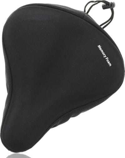 Traagschuim fietszadelhoes breed zacht gel fietszadelkussen comfortabele oefening groot fietszadeldek voor dames heren, past op cruiser en stationaire fietsen, spinnen, indoor buiten Goed kwaliteit Fietszadelhoes Zwart Memory Foam - 260x235mm