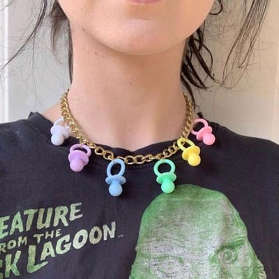 Kleurrijke Leuke Speen Hanger Choker Ketting Voor Vrouwen Punk Metaal Sleutelbeen Ketting Ketting Mode Sieraden Feest Cadeaus Nieuw brown