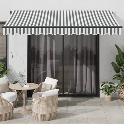 vidaXL - Uitschuifbare - luifel - Antraciet - en - Wit - 350 - x - 250 - cm - Polyester