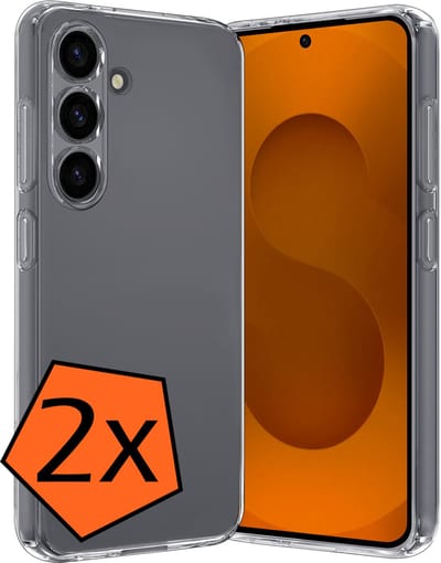Hoes - 2 Stuks - Geschikt voor Samsung Galaxy S25 - Sterk & Shockproof - Case Siliconen - Back Cover - Telefoon Hoes - Transparant