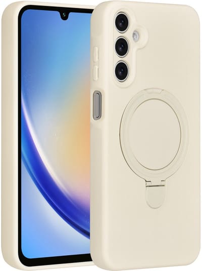 TUNIQ telefoonhoesje voor Samsung Galaxy A15 5G - MagSafe met ringstand - Gebroken wit