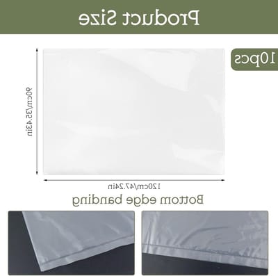 Set van 10 Extra Grote Opbergzakken van Plastic, 90x120cm, Doorzichtig, Stofdicht, Ideaal voor Koffer, Bagage en Kleding