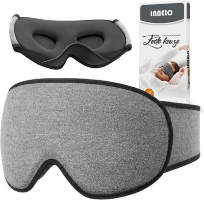 3D slaapmasker voor zijslapers lichtblokkerend zacht ademend oogmasker met gehoorbescherming verstelbaar voor slapen reizen