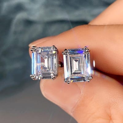 Huitan Geometrische Vierkante Cubic Zirconia Kristallen Oorbellen voor Dames/Heren Mode Veelzijdige Unisex Accessoires Uitverkoop Sieraden gray