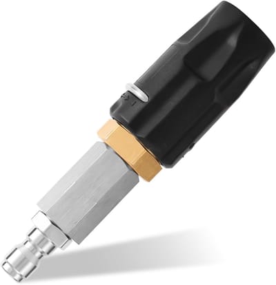 Verstelbare Hogedruk Spuitkop met 1/4 inch Snelsluiting voor Zachte Wasbehandelingen, Geschikt voor Daken, Muren en Hekken (3-7 GPM)