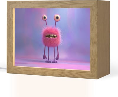 Nachtlampje 20x15 cm - Kinder lampje - Monster - Roze - Paars - Tafellamp kinderkamer - Slaapkamer lamp - Bedlamp kinderen - Kinderlampje stopcontact - Wandlamp babykamer - Nachtlampjes