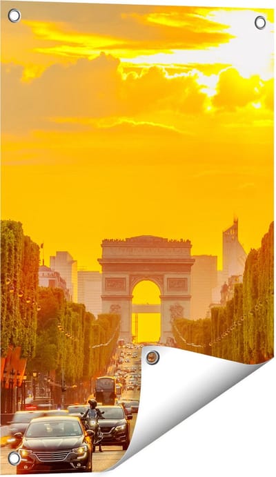 Gards Tuinposter Arc de Triomphe bij de Autoweg - 40x60 cm - Tuindoek - Tuindecoratie - Wanddecoratie buiten - Tuinschilderij