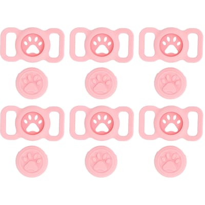 6pcs Support de Collier pour Animal de Compagnie pour Airtag Silicone Anti Perte Protecteur Étui Colliers pour Chat pour Chat Chien Animal de Compagnie rose