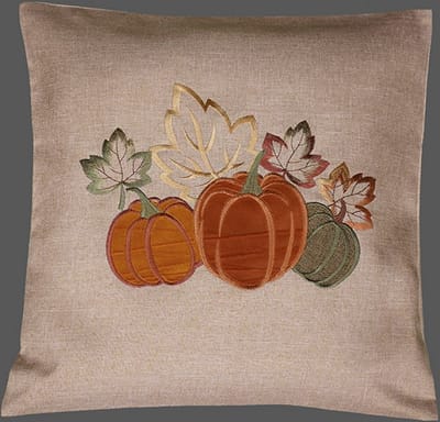 Kussenhoes - Herfst - Pompoenen - Ecru - Bruin - oranje - groen - bladeren - gouddraad - 40 x 40 cm