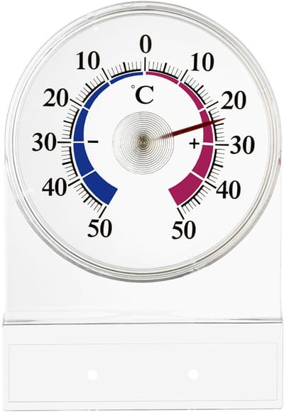 TFA Raam Thermometer - analoog - kunststof - wit - 10 x 7 cm - binnen en buiten