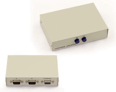 Seriële Verdeelbox - RS232 Schakelaar - Apparaten Koppelen - 2 Poorten Omkeerbaar - 11.5 x 10 x 3 cm - Wit
