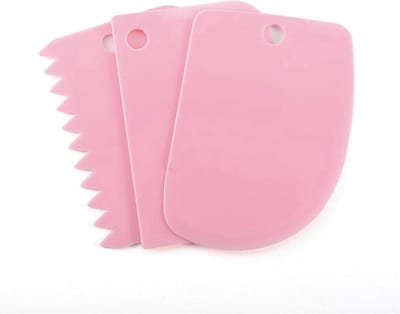 Scoby - Deegschraper Set - Bakgereedschap voor Deeg en Fondant - Baking Tools - 3-Delig - 12/8CM - Roze