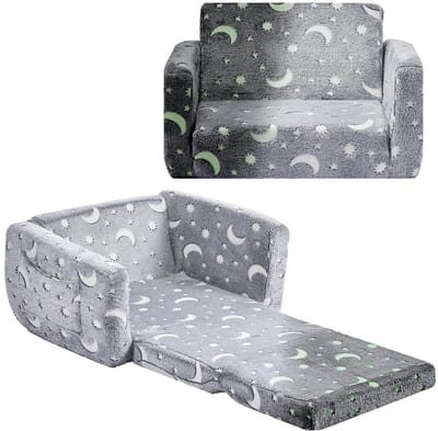 Kinderbank - Zitbank peuter - Spelen en rusten - Glow in the dark - 61 x 105 cm - Grijs