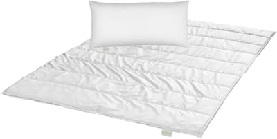 Bodyprotect set 135 x 200 cm all year dekbed en 40 x 80 cm hoofdkussen | ECOLine beddengoedset uit dekbed en kussen | medium dekbed | allergievriendelijke hoes van microvezel | wasbaar op 40 graden | wit