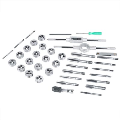 Dailygoods- Schroefdraad Tap en Snijset 40-delig - M3-M12 - Verstelbare Moersleutel - Schroefafstandmeter - Stalen Draadsnijder - Duurzaam en Sterk - Draadsnijset