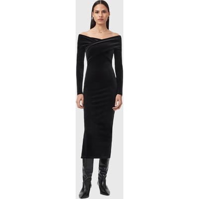 AllSaints Delta Velvet Dress Black Taglia: 10 | Abiti Midi Outlet | Donna | Nero
