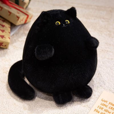 Knuffeldier Pluche Kat Knuffeldier Dik Wit Zwart Pluche Katten Speelgoed Knuffelige Metgezellen Rond Kussen Speelgoed Voor Meisjes 30cm
