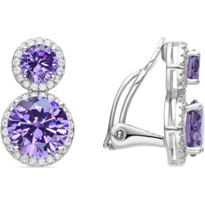 Luxenter Oorbellen van 925 sterling zilver en amethist zirkonia met rhodiumafwerking - Pruka
