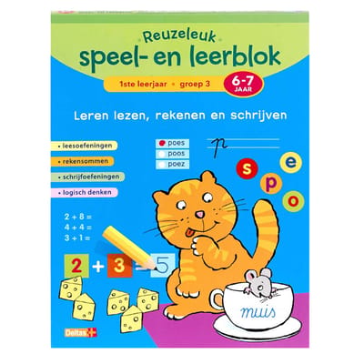 Deltas Reuzeleuk speel- en leerblok - Lezen, rekenen en schrijven (6-7j) Educatieve boeken (spelletjes en raadsels)
