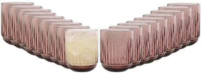Vivalto Drinkglazen Sevilla - waterglazen - roze transparant - glas - set 18x stuks - 275 ml