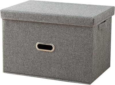 Dailygoods- Opbergkubussen Grote Capaciteit - Opbergdoos met Deksel - Opbergdoos Inklapbaar - Katoenen Linnen - 44x29x30cm - Neutraal Kleurenschema