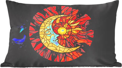 Sierkussens - Kussentjes Woonkamer - 60x40 cm - Mozaïek - Glas - Maan - Donkerblauw
