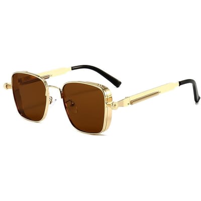 Nouveau bord de boîte rétro vintage européen et américain lunettes de protection solaire steampunk pour hommes adultes avec ressorts personnalisés en métal alliage Soleil indien beige