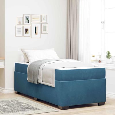 vidaXL - Bedframe - met - matras - Donkerblauw - 100 - x - 200 - cm - Stof