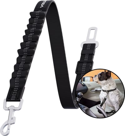 VEDIC® - Autogordel Hond Zwart - Hondenautogordels - Elastisch en Verstelbare Hondengordel - 56-74C