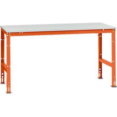 Manuflex werktafel UNIVERSAL Standaard, 1750 x 1000 mm, melamine lichtgrijs, roodoranje